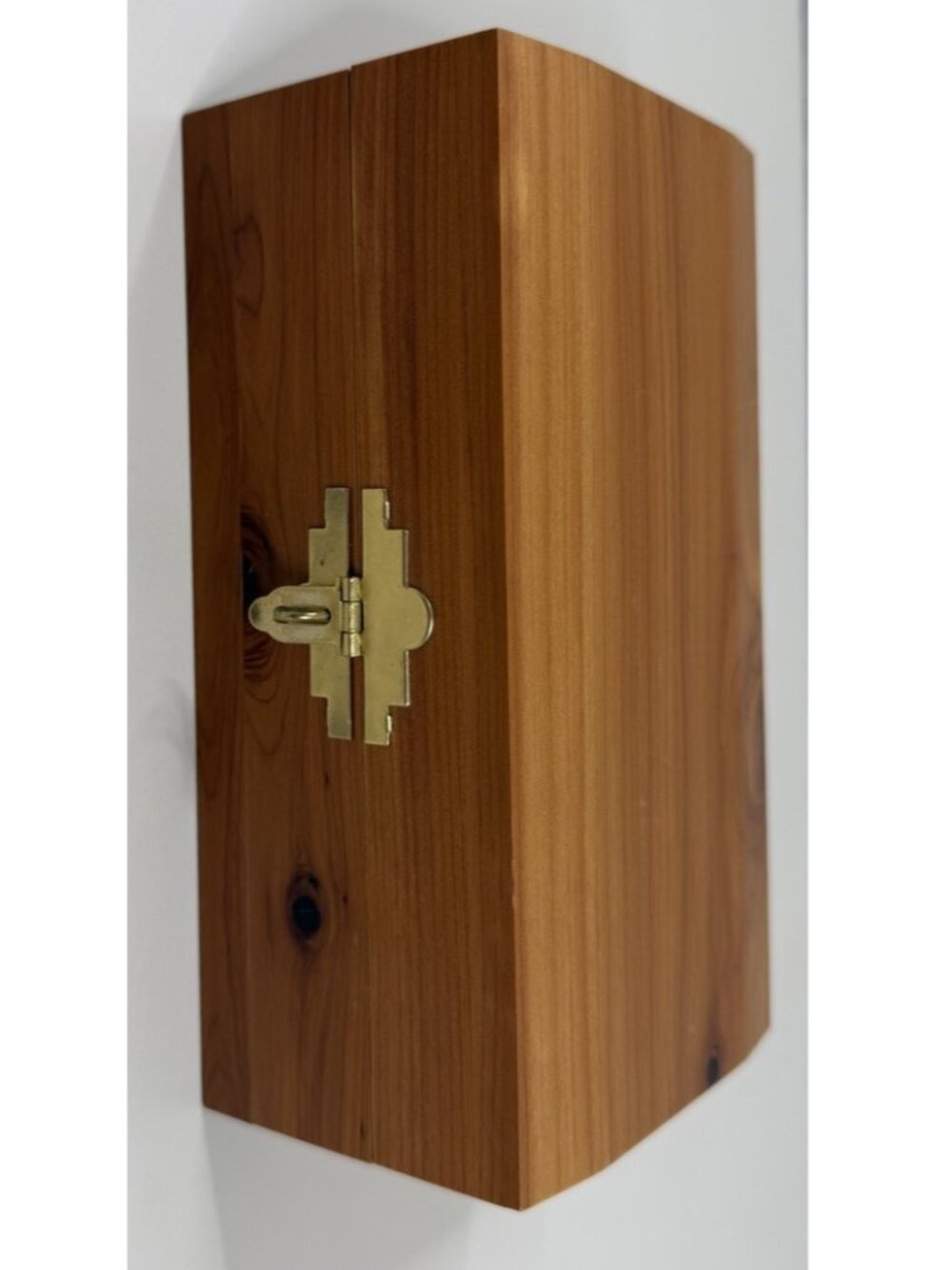VTG Cedar Wood Small 6.5x3.5x3 Hinged Trinket Box Keepsake Gold Lock & Keys- New